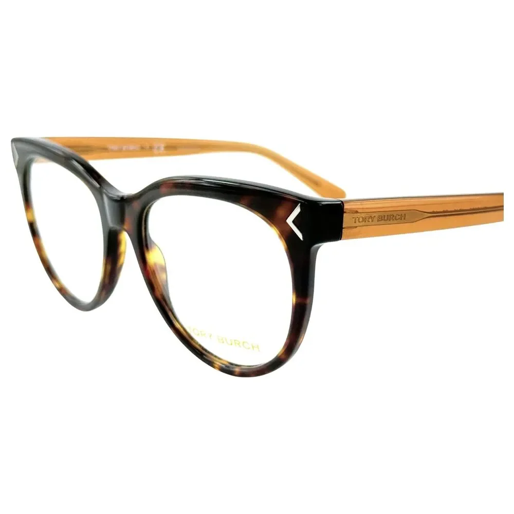 Tory Burch TY2082 Womens Round Plastic Eyeglass Frame 1713 Dark Tortoise 52-17